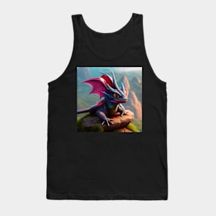 Blue and Purple Winged Baby Dragon Tank Top